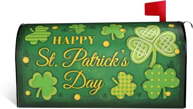 ARKUKT St. Patrick's Day Mailbox Cover Magnetic Shamrock Mailbox Wraps Post Letter Box Cover for Garden Yard Home Decor Standard Size 21" x 18" - Image 1