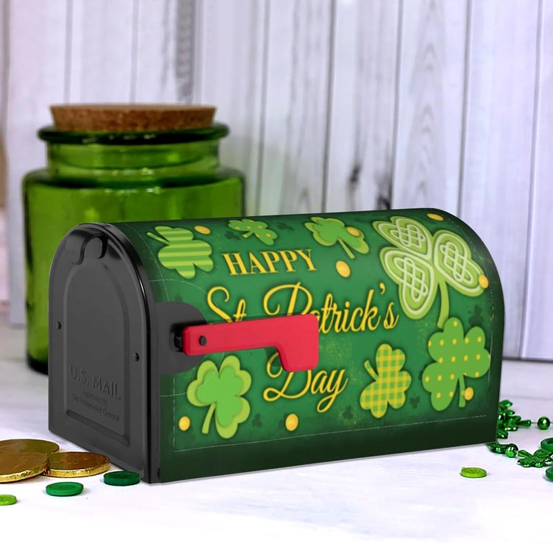 ARKUKT St. Patrick's Day Mailbox Cover Magnetic Shamrock Mailbox Wraps Post Letter Box Cover for Garden Yard Home Decor Standard Size 21" x 18" - Image 2