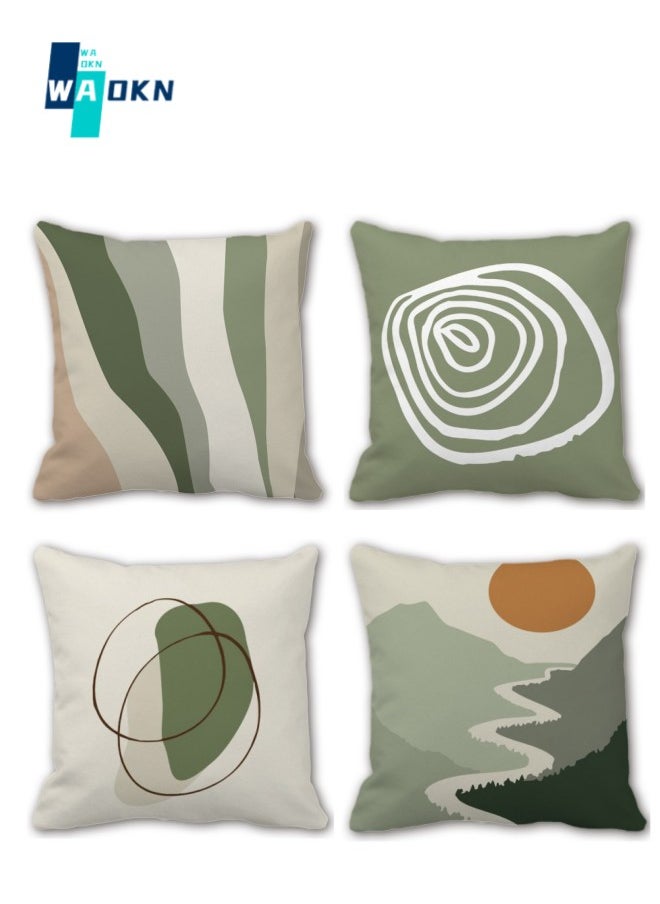 WAOKN Set of 4 Abstract Patchwork Color Pillowcases 45x45 cm, Modern Sofa Decorative Pillowcases 18x18 Inches Set, Indoor Plush Fabric Pillowcases for Sofas, Cars, Home Decoration  - Image 1