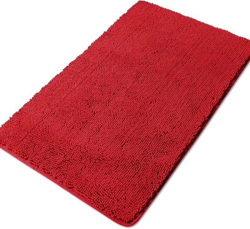Yeaban Bathroom Runner Rug 30 x 50 Inch – Thick Chenille Long Bath Mat | Absorbent and Washable Extra Large Bath Rug Non-Slip, Soft Runner Rug for Bathroom, Shower, Sink - (Red) - Image 1