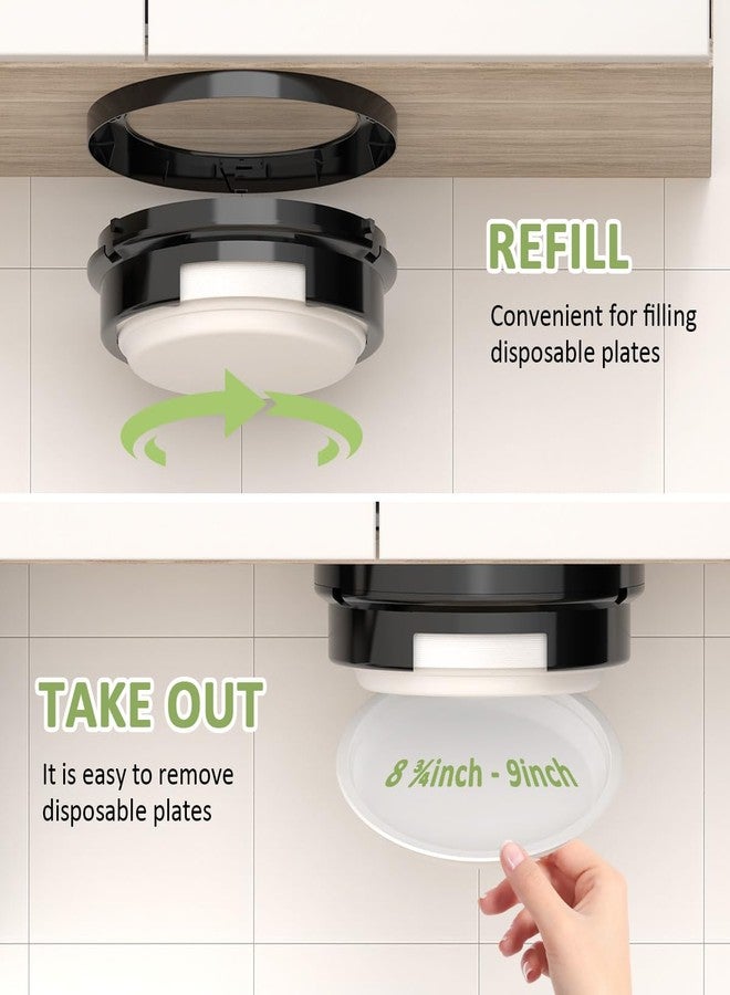 NOOTO Black Plastic Paper Plate Holder or Dispenser fit 9" Plates Space-Saving Wall Mount Organizer for RV, Camper, Kitchen or Cabinets (with 4 Screws) - Image 5