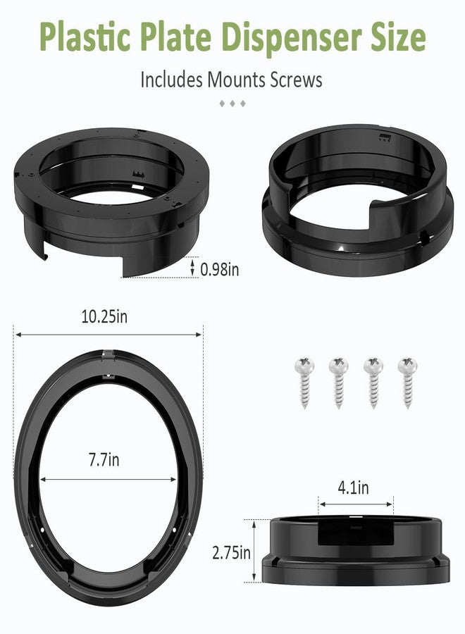 NOOTO Black Plastic Paper Plate Holder or Dispenser fit 9" Plates Space-Saving Wall Mount Organizer for RV, Camper, Kitchen or Cabinets (with 4 Screws) - Image 2