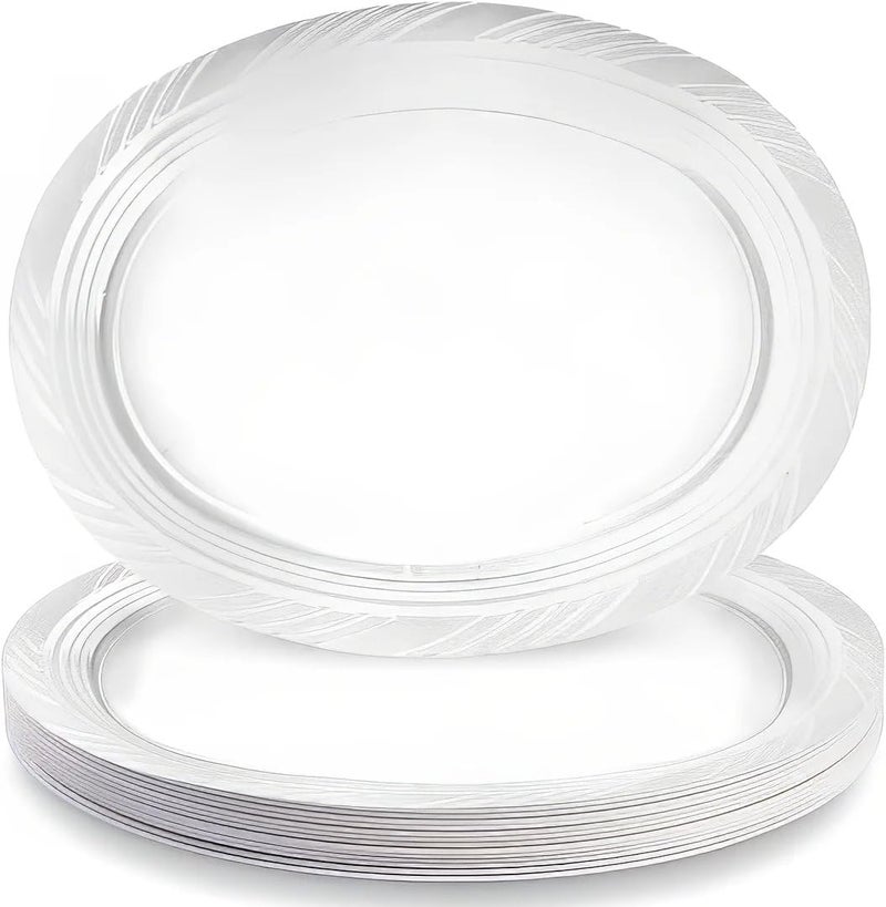 Blue Sky Dinner Collection Clear Oval Platters  9x12  10 Count  Disposable Plates for Parties and Events - Image 1