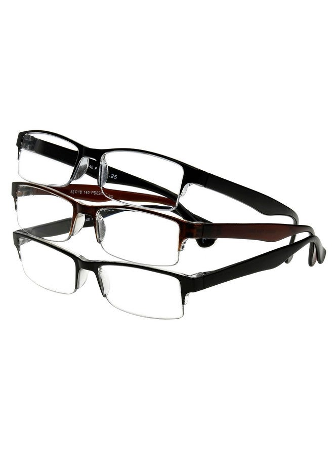 Foster Grant Men'S Pete Rectangular Reading Glasses Black And Brown 3 Pack 2.5X  - Image 1
