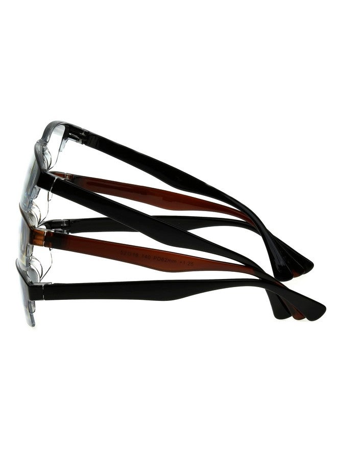 Foster Grant Men'S Pete Rectangular Reading Glasses Black And Brown 3 Pack 2.5X  - Image 5