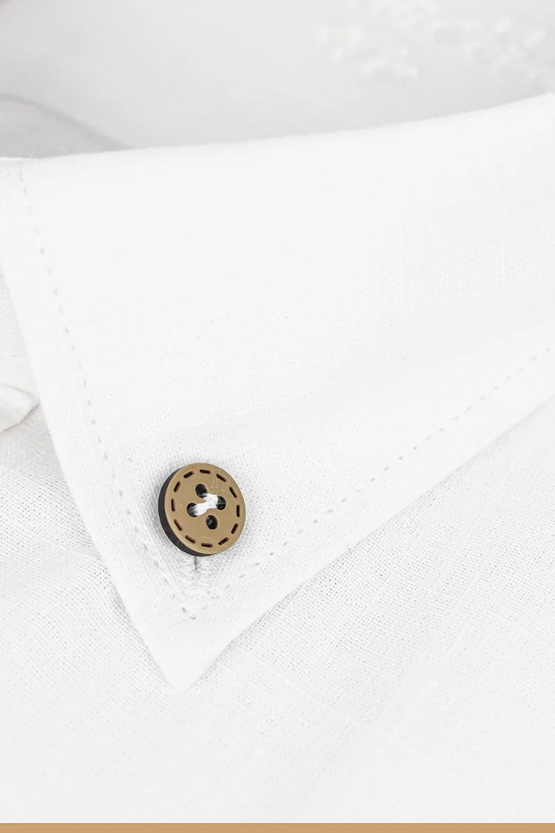 Varetta Men's White Linen Classic Cut Short Sleeve Shirt