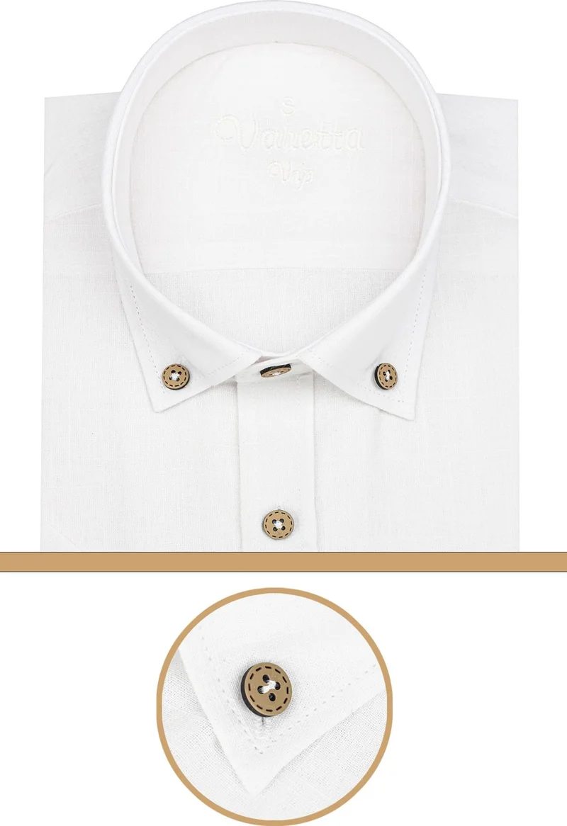 Varetta Men's White Linen Classic Cut Short Sleeve Shirt