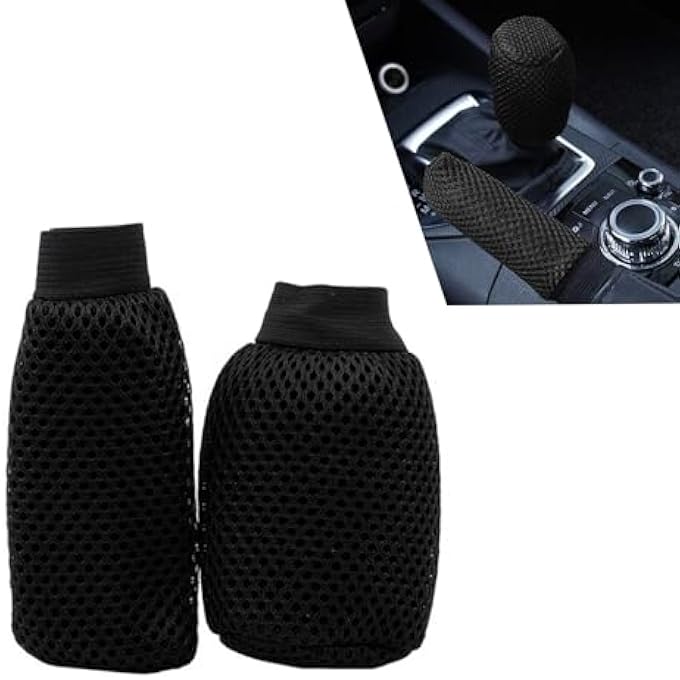 rayihni 2 PCSSet Car Gear Shift Knob Cover  Car Handbrake Cover AntiSlip Car Gear Shift Handle Handbrake Cover Gear Cover Set Universal for Most Cars - Image 1