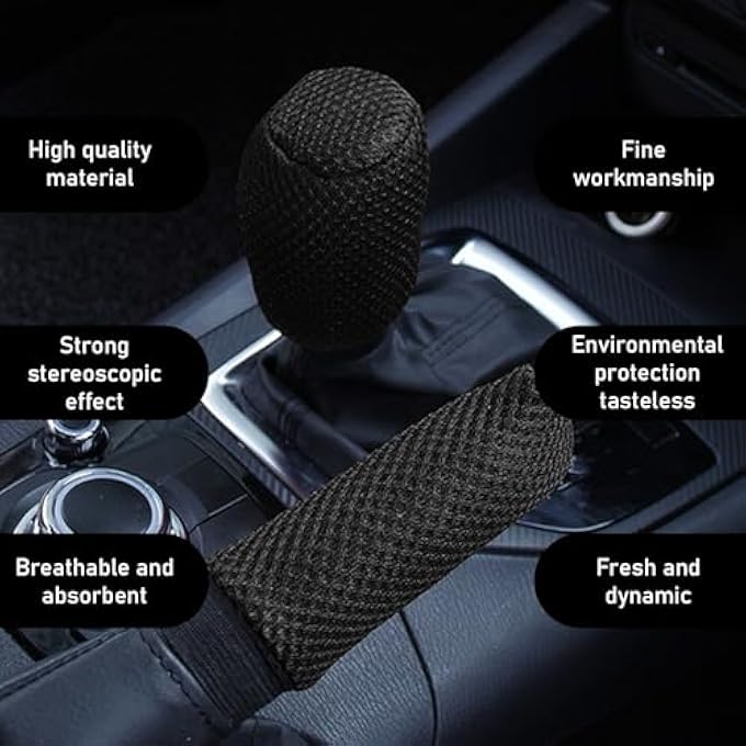 rayihni 2 PCSSet Car Gear Shift Knob Cover  Car Handbrake Cover AntiSlip Car Gear Shift Handle Handbrake Cover Gear Cover Set Universal for Most Cars - Image 3