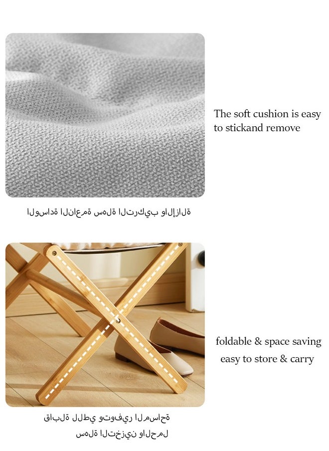 سولاكان مسند قدم عثماني رقيق – كرسي صغير قابل للطي أسفل المكتب مع وسادة قابلة للإزالة، مريح ومدمج، 54x34x36 سم – رمادي  - Image 4
