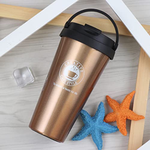 Wosta Stainless Steel 500ml Double Wall Vacuum Flask Car Thermos Mugs with Handle Coffee Tea Travel Thermal Bottle Tumbler Thermocup Vacuum Flasks & Thermos(1 pcs) Assorted - Image 2