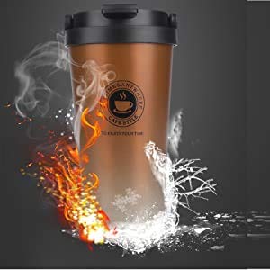 Wosta Stainless Steel 500ml Double Wall Vacuum Flask Car Thermos Mugs with Handle Coffee Tea Travel Thermal Bottle Tumbler Thermocup Vacuum Flasks & Thermos(1 pcs) Assorted - Image 4