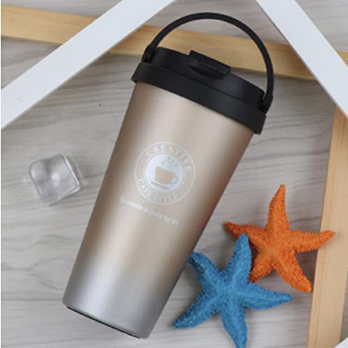 Wosta Stainless Steel 500ml Double Wall Vacuum Flask Car Thermos Mugs with Handle Coffee Tea Travel Thermal Bottle Tumbler Thermocup Vacuum Flasks & Thermos(1 pcs) Assorted - Image 1