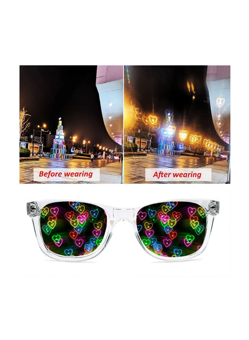 Generic Special Effects Sunglasses, Peach Heart Diffraction Glasses, Festival Party Light Changing Refraction Glasses, Funny Light Diffraction Eyeglasses for Women Men Kids with Heart Effects - Image 5