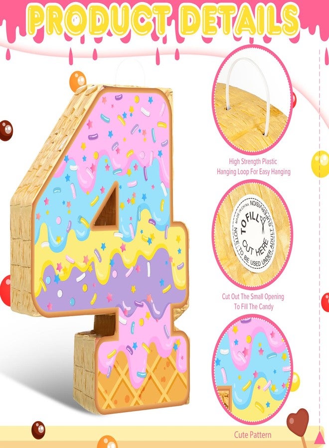 اوريهير مجموعة ألعاب آيس كريم بينياتا صيفية من Aoriher، تتضمن بينياتا أرقام صيفية مع عصا مضرب وقناع للعينين وورق ملون لحفلات أعياد الميلاد وحفلات استقبال المولود الجديد (رقم 4). - Image 5