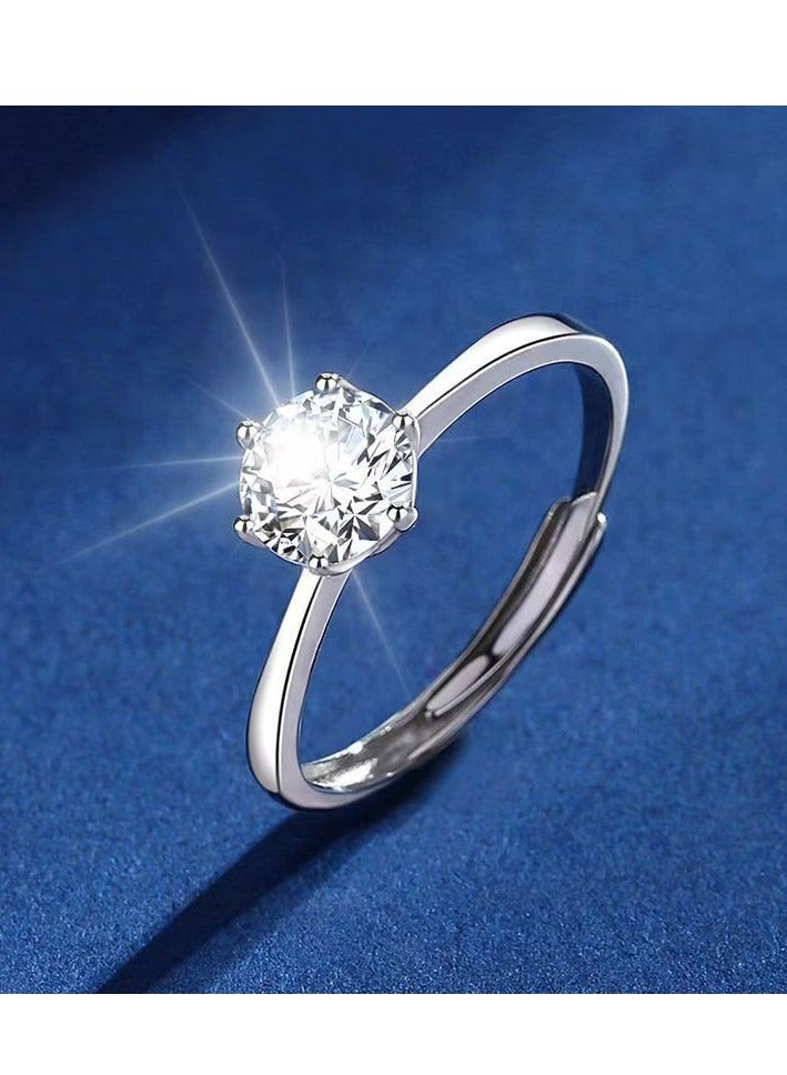 ممتاز خاتم خطوبة نسائي بحجر مويزانيت عيار 1 قيراط من فضة استرلينية S925 مطلي بالبلاتين – خاتم وعد فاخر مع علبة هدية، مثالي للمناسبات الخاصة - Image 2