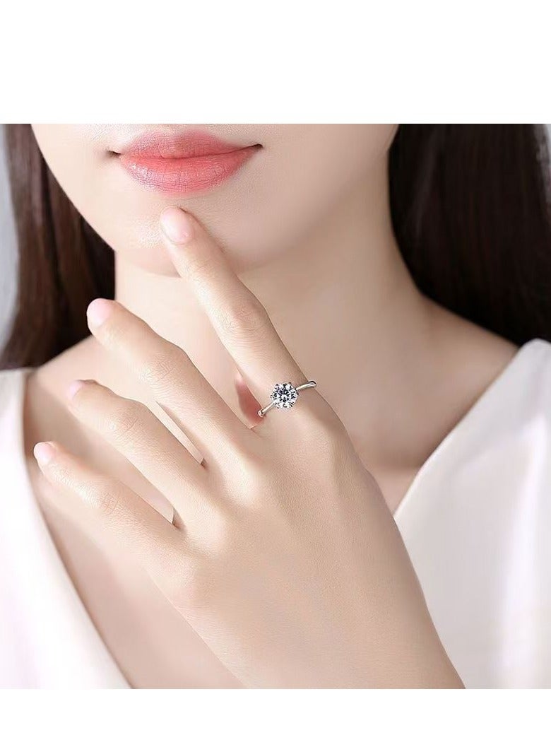 ممتاز خاتم خطوبة نسائي بحجر مويزانيت عيار 1 قيراط من فضة استرلينية S925 مطلي بالبلاتين – خاتم وعد فاخر مع علبة هدية، مثالي للمناسبات الخاصة - Image 4