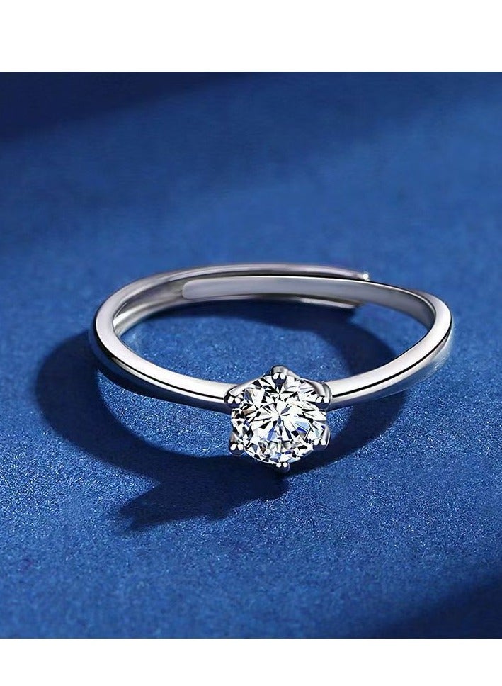 ممتاز خاتم خطوبة نسائي بحجر مويزانيت عيار 1 قيراط من فضة استرلينية S925 مطلي بالبلاتين – خاتم وعد فاخر مع علبة هدية، مثالي للمناسبات الخاصة - Image 3