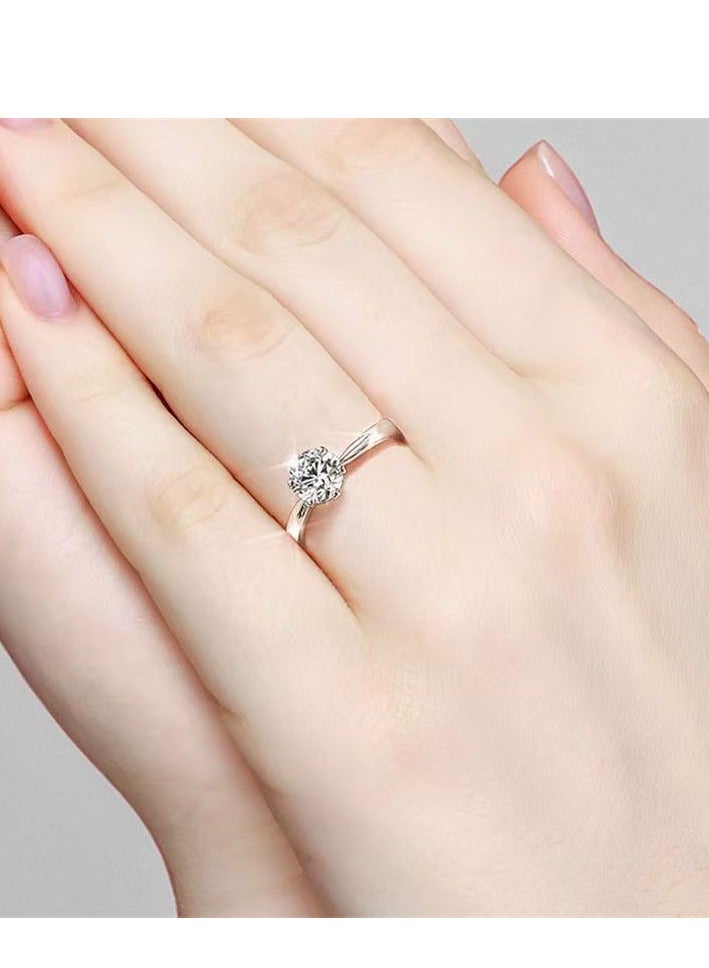 ممتاز خاتم خطوبة نسائي بحجر مويزانيت عيار 1 قيراط من فضة استرلينية S925 مطلي بالبلاتين – خاتم وعد فاخر مع علبة هدية، مثالي للمناسبات الخاصة - Image 5