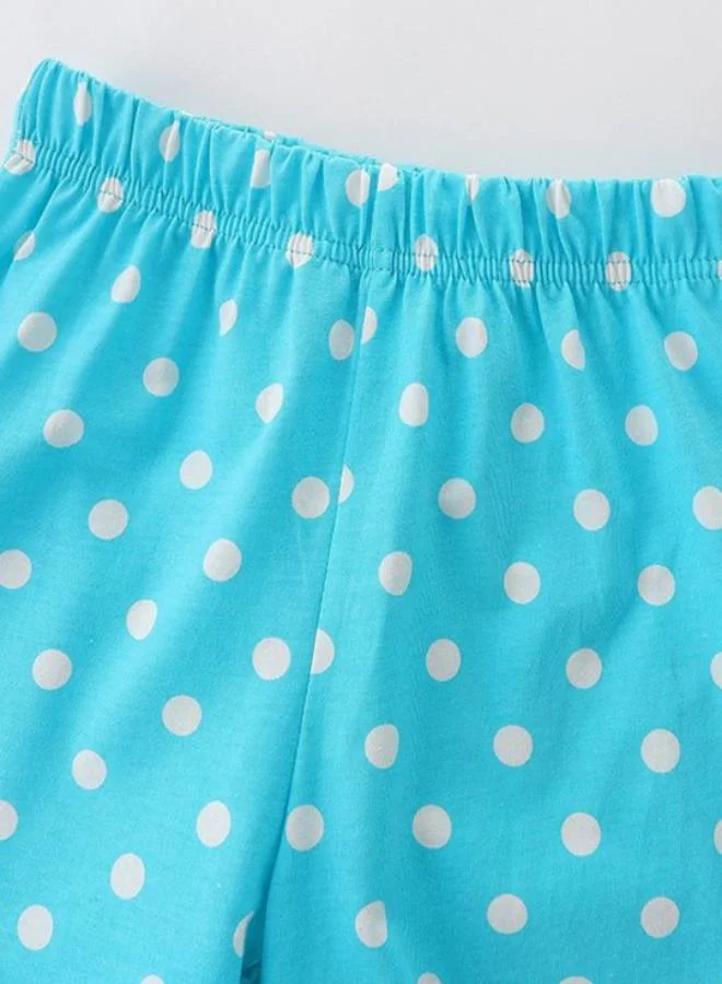 YUNIQEE Blue Crew Neck Short Sleeve Printed Tshirt & Shorts