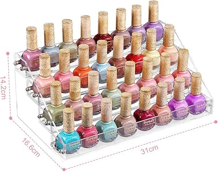 Ejoyous Ejoyous Nail Polisher Organiser Rack Stand 4 Tier Nail Varnish Holder Display Stand Table Top Desktop Acrylic Nail Art Polish Bottle Storage Shelf Stand Rack 31 166 142cm  - Image 3
