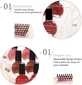Ejoyous Ejoyous Nail Polisher Organiser Rack Stand 4 Tier Nail Varnish Holder Display Stand Table Top Desktop Acrylic Nail Art Polish Bottle Storage Shelf Stand Rack 31 166 142cm  - Image 4
