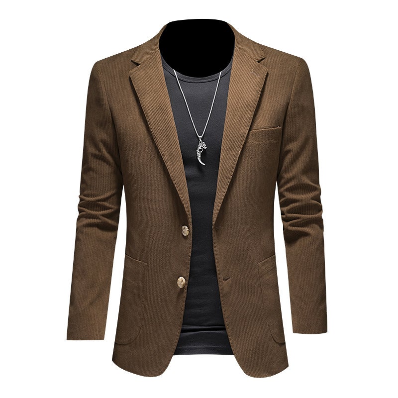 Corduroy-2024 بدلة عادية الرجال نحيفة تناسب بدلة سترة غربية واحدة DX6948P165 - Image 1