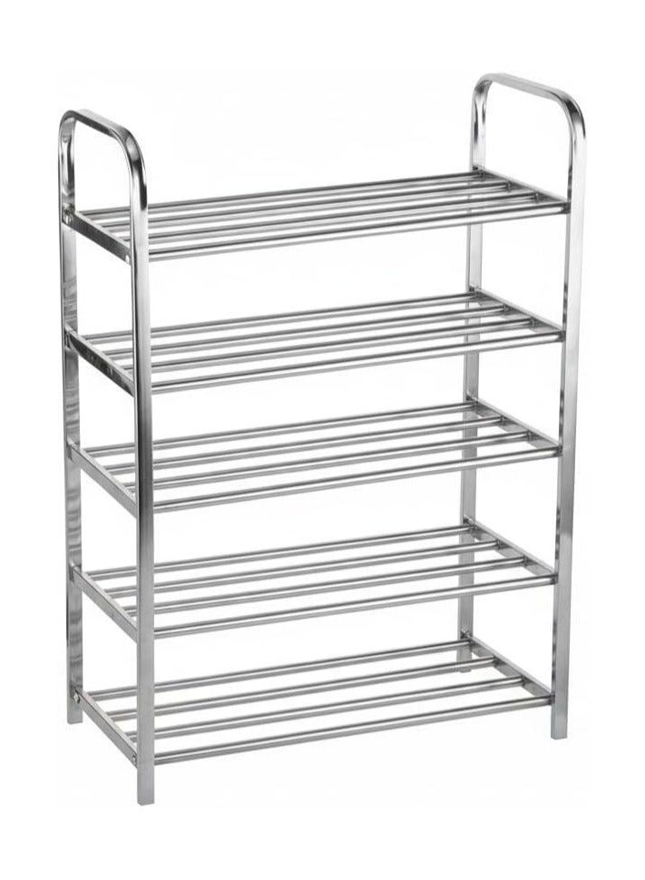 HIAS 5-Tier Shoe Rack, Heavy Duty Stainless Steel Storage Shelf & Organizer with Adjustable Shelves | Space-Saving Metal Shelving for Entryway, Closet, Bathroom, Kitchen | Easy Assembly, Rust Resistant Design - Image 1