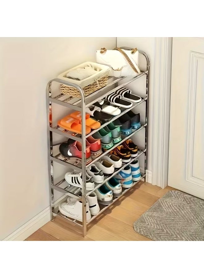 HIAS 5-Tier Shoe Rack, Heavy Duty Stainless Steel Storage Shelf & Organizer with Adjustable Shelves | Space-Saving Metal Shelving for Entryway, Closet, Bathroom, Kitchen | Easy Assembly, Rust Resistant Design - Image 3