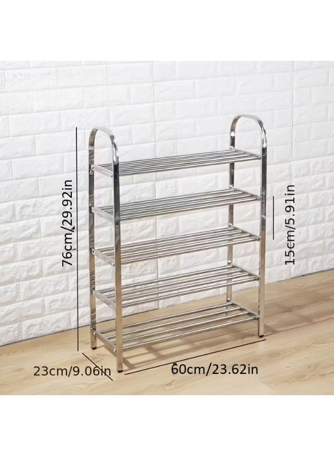 HIAS 5-Tier Shoe Rack, Heavy Duty Stainless Steel Storage Shelf & Organizer with Adjustable Shelves | Space-Saving Metal Shelving for Entryway, Closet, Bathroom, Kitchen | Easy Assembly, Rust Resistant Design - Image 2