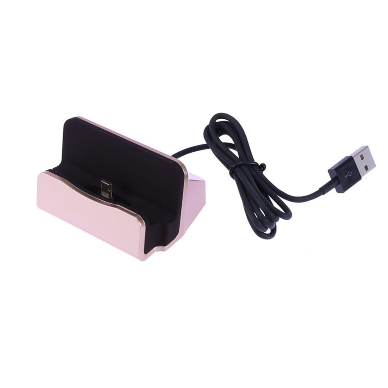 محطة شحن محمولة باللون الذهبي الوردي مع حامل قاعدة لشحن أجهزة متعددة عبر منفذ USB - Image 2
