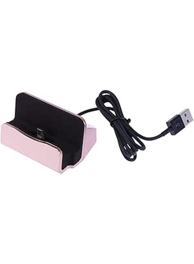 محطة شحن محمولة باللون الذهبي الوردي مع حامل قاعدة لشحن أجهزة متعددة عبر منفذ USB - Image 1
