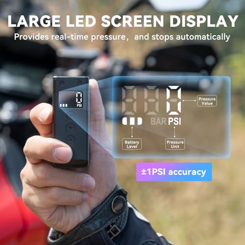 CYCPLUS AS2 Pro Max Tiny Pump Mini with Gauge, Max 120 PSI Cordless Bicycle Air Pump, Auto Stop, with Presta and Schrader Valve for Car, Motorcycle, Bike and Ball (2025 Updated Version) - Image 2