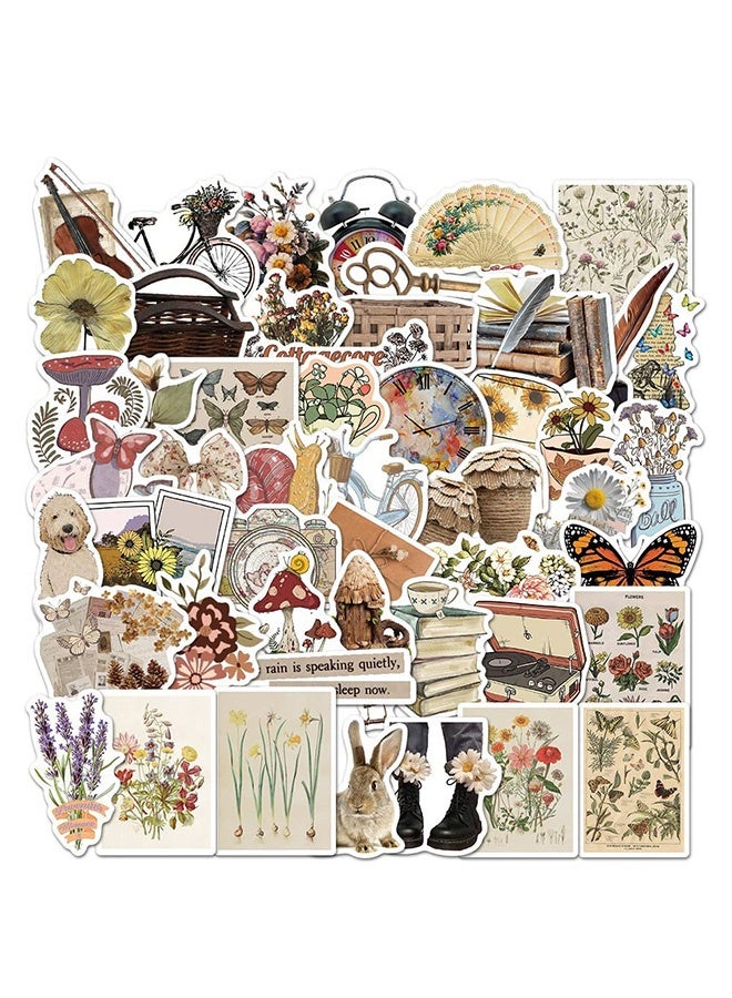Peachjoy 50Pcs Vintage Stickers, Scrapbooking Stickers Aesthetic Retro Journaling Supplies Kit, Waterproof Vinyl Decals for Planner Junk Journal Scrapbook Paper Water Bottle Laptop (Style A) - Image 1