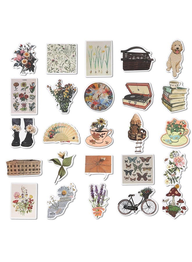 Peachjoy 50Pcs Vintage Stickers, Scrapbooking Stickers Aesthetic Retro Journaling Supplies Kit, Waterproof Vinyl Decals for Planner Junk Journal Scrapbook Paper Water Bottle Laptop (Style A) - Image 2