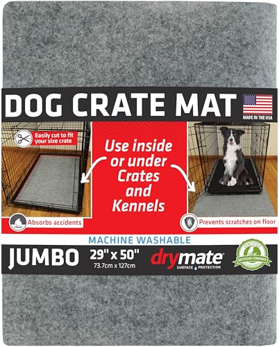 Drymate Dog Crate Mat Liner Absorbs Urine Waterproof NonSlip Washable Puppy Pee Pad for Kennel Training Use Under Pet Cage to Protect Floors Thin Cut to Fit Design USA Made LGrey29x50