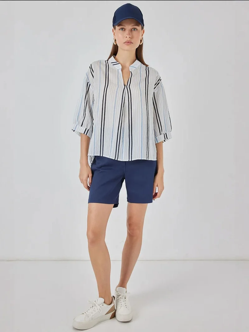 BIG DART BDART Striped V-Neck Blouse