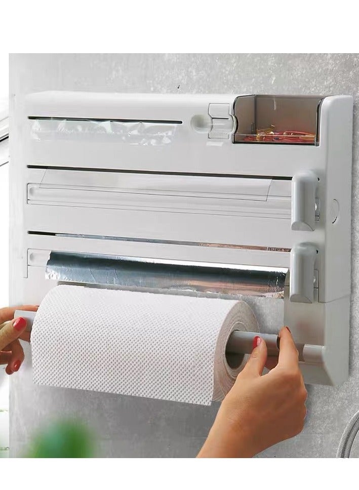 Dérouleur mural Parat Plus ComfortLine, dérouleur mural cuisine avec 6 rangements, support de rangement avec lames tranchantes, dévidoir en ABS - Image 1