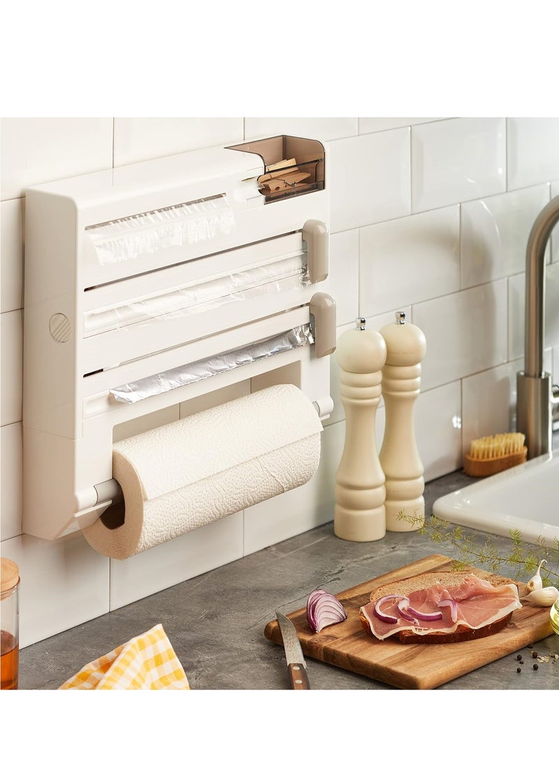 Dérouleur mural Parat Plus ComfortLine, dérouleur mural cuisine avec 6 rangements, support de rangement avec lames tranchantes, dévidoir en ABS - Image 2