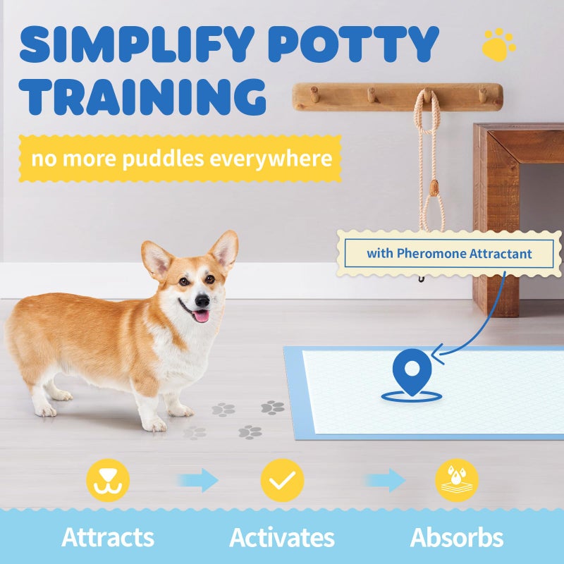 Powools 100-Pack X-Large Puppy Pads - 34'' x 28'' Pee Pads for Dogs Potty Training with Leak-Proof Quick-Dry Design, 6-Layer Wee Wee Pads for Dogs, Blue - Image 2