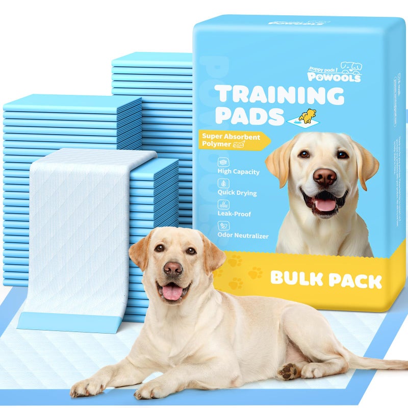 Powools 100-Pack X-Large Puppy Pads - 34'' x 28'' Pee Pads for Dogs Potty Training with Leak-Proof Quick-Dry Design, 6-Layer Wee Wee Pads for Dogs, Blue - Image 1
