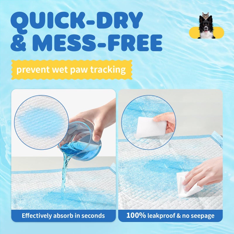Powools 100-Pack X-Large Puppy Pads - 34'' x 28'' Pee Pads for Dogs Potty Training with Leak-Proof Quick-Dry Design, 6-Layer Wee Wee Pads for Dogs, Blue - Image 4