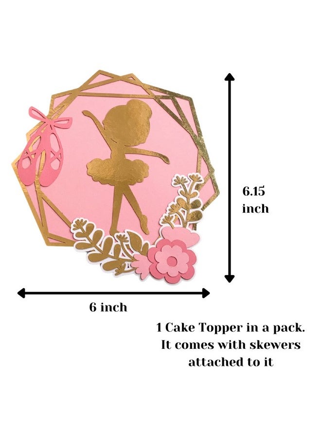 Pinfliers Pinfliers Ballerina Theme Paper Cake Topper, 1 piece, Pink, White and Gold  - Image 2