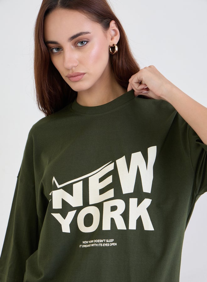 Styli Green Graphic Oversized T-Shirt - Image 4