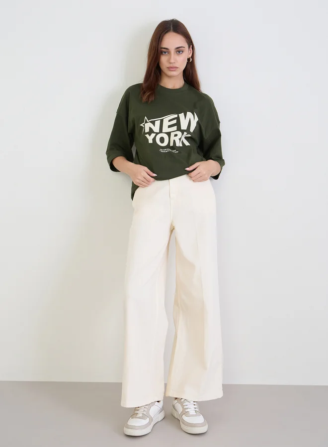 Styli Styli Green Graphic Oversized T-Shirt