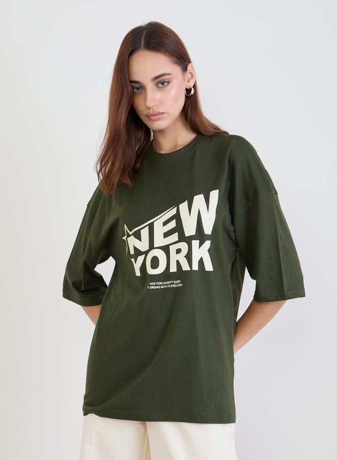 Styli Green Graphic Oversized T-Shirt - Image 3