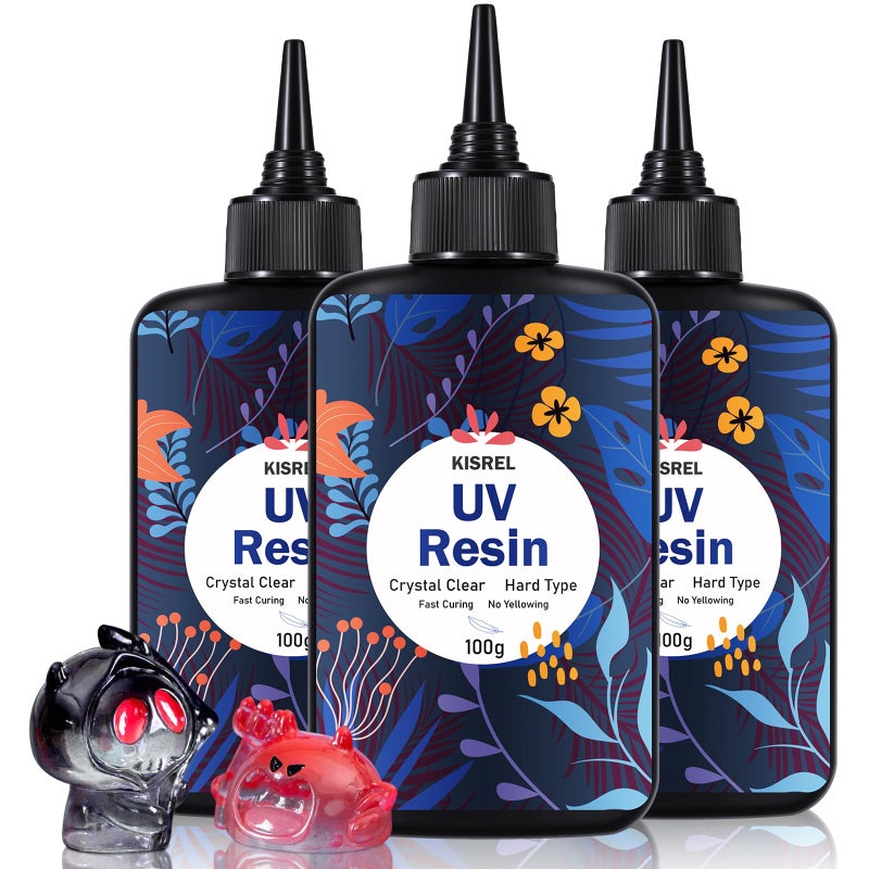 KISREL UV Resin 300g Upgraded UV Resin Kit Hard Type Crystal Clear Ultraviolet Curing UV Epoxy Resin for Craft Jewelry Making