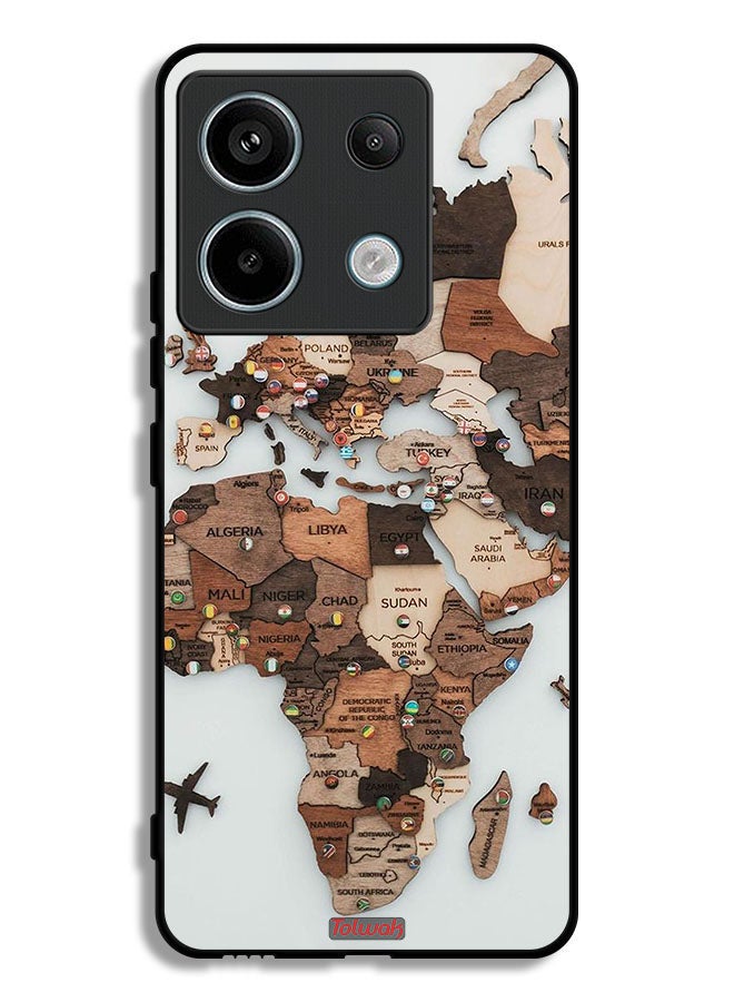 Tolwak Xiaomi Redmi Note 13 Pro Protective Case Cover World Map Art - Image 1