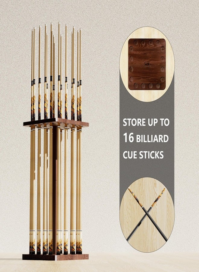 Lnmuzm Pool Cue Holders For Billiard Room, Stick Holder, Floor Stand Rack Up To 16 Sticks, Natural Wood Equipment Storage Organizer, Gifts Men - Image 2