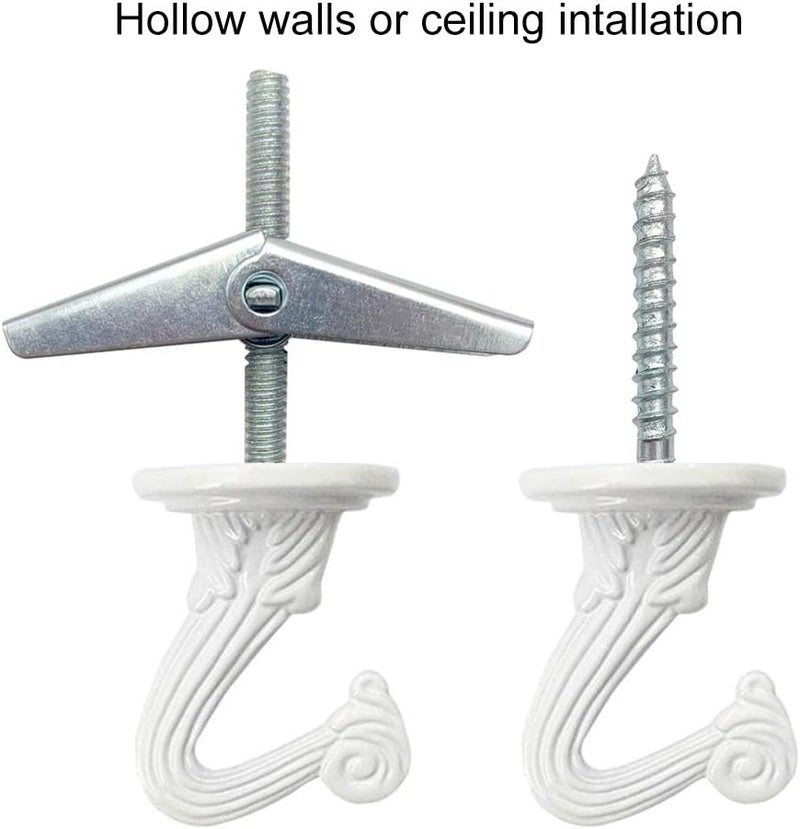 Odowalker 6 Sets Ceiling Hooks White Heavy Duty Swag Hooks with Steel Screws Bolts and Toggle Wings for Hanging Plants Ceiling Installation Cavity Wall Fixing - Image 4
